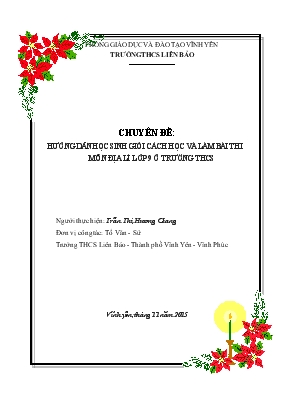 Chuyên đề Hướng dẫn học sinh giỏi cách học và làm bài thi môn địa lí lớp 9 ở trường thcs